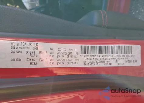 2016 Dodge Durango R/T from USA, damaged, VIN 1C4SDJCT3GC440800